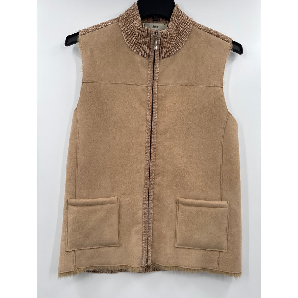 Lisa International faux fur warm vest brown size M